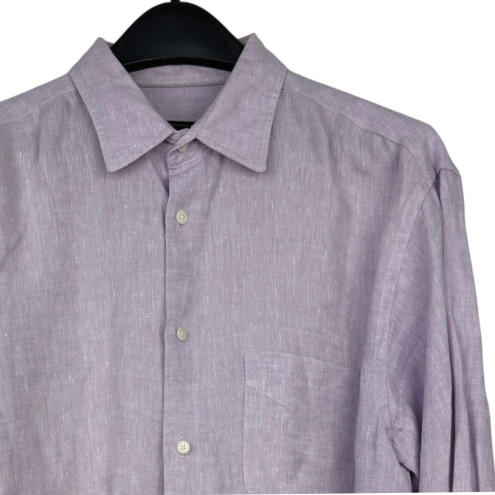 Jos. A. Bank Reserve 100% LINEN Shirt Mens Medium Lavender Purple Button Up